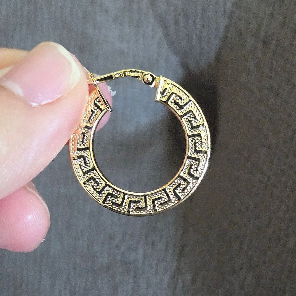 Mia Fiore Gold💛 Greek🇬🇷 Key🔑 Hoop Earrings - Picture 14 of 16